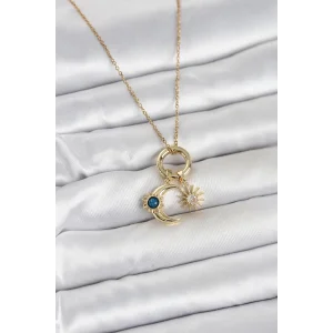 316L Çelik Gold Renk Gece Gündüz Tema Charmlı Kadın Kolye