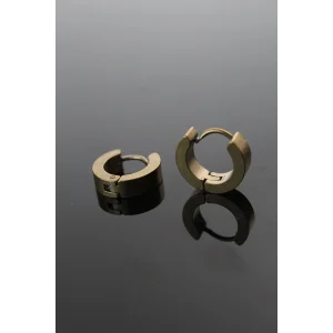 316L Çelik Gold Renk Halka Model Çift Küpe