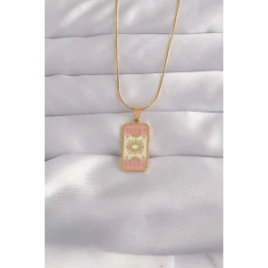 316L Çelik Gold Renk Karışık Mineli Ay Figür Tarot Kolye