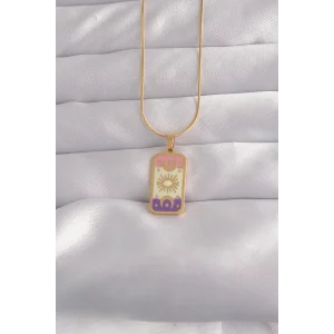 316L Çelik Gold Renk Karışık Mineli Ay Figür Tarot Kolye