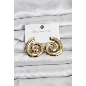 316L Çelik Gold Renk Sarmal Modelli Kadın Küpe