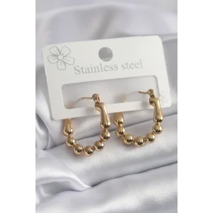 316L Çelik Gold Renk Topçuk Halka Model Kadın Küpe