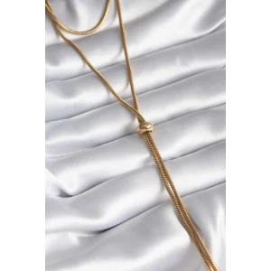 316L Çelik Gold Renk Tüp Zincir Asansör Model Kadın Kolye