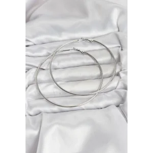 316L Çelik Gümüş Renk 75 mm Halka Küpe