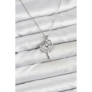 316L Çelik Gümüş Renk Balerin Model Kadın Kolye