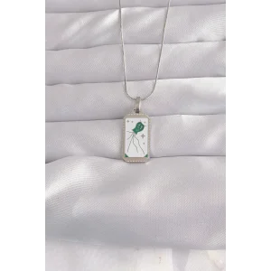 316L Çelik Gümüş Renk Beyaz Mineli Tarot Kolye