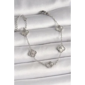 316L Çelik Gümüş Renk İşlemeli Baby Boy Yonca Model Kadın Bileklik