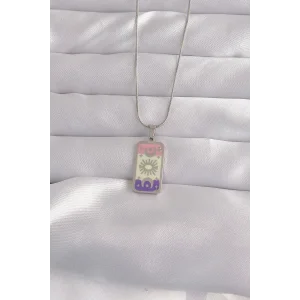 316L Çelik Gümüş Renk Karışık Mineli Ay Figür Tarot Kolye