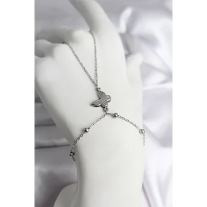 316L Çelik Gümüş Renk Kelebek Model Kadın Şahmeran