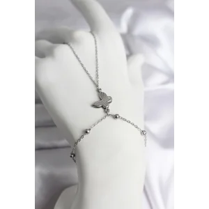 316L Çelik Gümüş Renk Kelebek Model Kadın Şahmeran