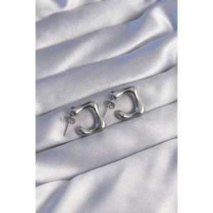 316L Çelik Gümüş Renk Minimal Bubble Küpe