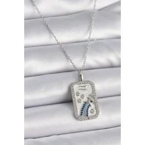 316L Çelik Gümüş Renk Zincir Kova Burcu Zirkon Taşlı Kadın Kolye