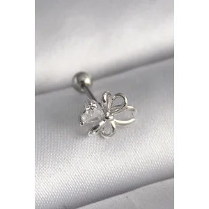 316L Çelik Gümüş Renk Zirkon Taş Detay Kurdele Model Tragus Piercing