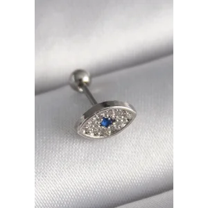 316L Çelik Gümüş Renk Zirkon Taşlı Göz Tragus Piercing