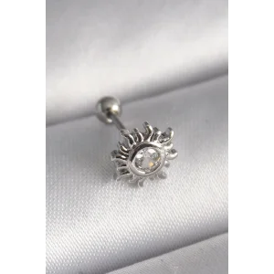 316L Çelik Gümüş Renk Zirkon Taşlı Güneş Tragus Piercing