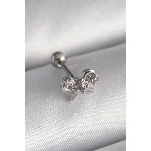 316L Çelik Gümüş Renk Zirkon Taşlı Kurdele Tragus Piercing