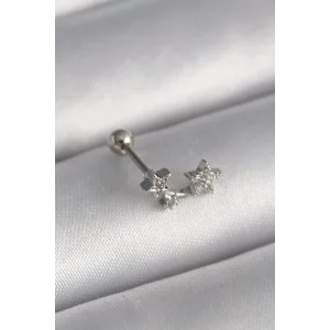 316L Çelik Gümüş Renk Zirkon Taşlı Yıldız Tragus Piercing