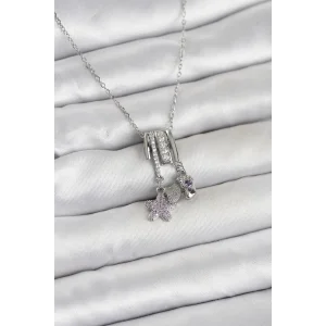 316L Çelik Gümüş Zirkon Taşlı Deniz Tema Charmlı Kadın Kolye