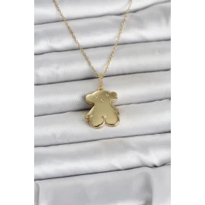 316L Çelik Zincir Gold Renk Ayıcık Model Açılabilir Kadın Kolye