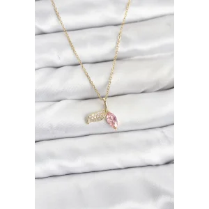 316L Çelik Zincir Gold Renk Balık Kuyruğu Model Zirkon Taşlı Kadın Kolye