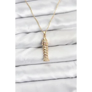 316L Çelik Zincir Gold Renk Balık Model Zirkon Taşlı Kadın Kolye