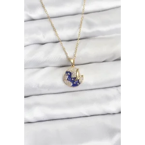 316L Çelik Zincir Gold Renk Gece Model Zirkon Taşlı Kadın Kolye