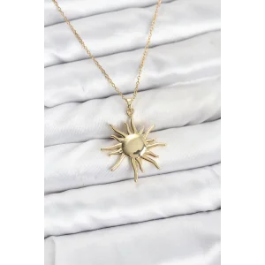 316L Çelik Zincir Gold Renk Güneş Model Kadın Kolye