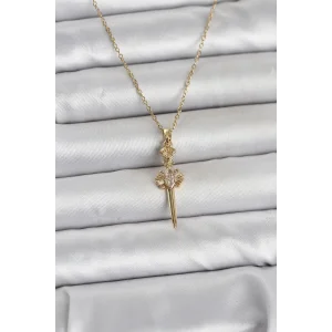 316L Çelik Zincir Gold Renk Kılıç Model Kadın Kolye