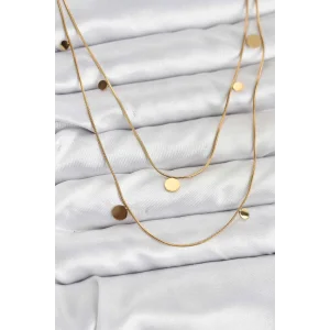 316L Çelik Zincir Gold Renk Pullu Kadın Kolye