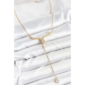 316L Çelik Zincir Gold Renk Yılan Model Y Kolye