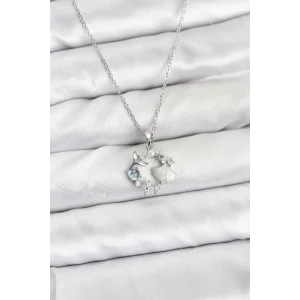 316L Çelik Zincir Gümüş Renk Deniz Tema Model Zirkon Taşlı Kadın Kolye