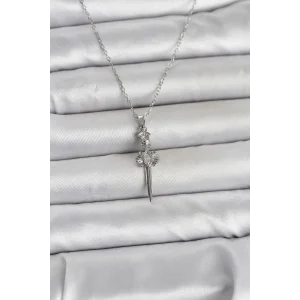 316L Çelik Zincir Gümüş Renk Kılıç Model Kadın Kolye