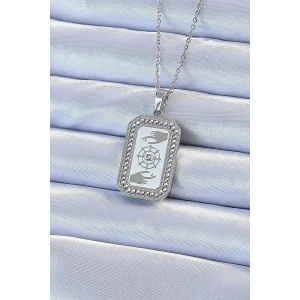 316L Çelik Zincir Gümüş Renk Mineli Zirkon Taşlı Göz Figür Tarot Kolye