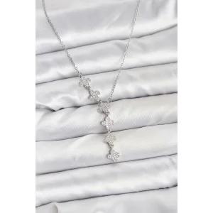 316L Çelik Zincir Gümüş Renk Yonca Model Kadın Kolye