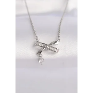 316L Çelik Zincir Gümüş Renk Zirkon Taşlı Kalp Detay Fiyonk Kolye