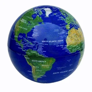 360 Derece Dönen LED Işıklı Mavi Dünya Küresi