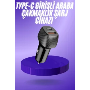 38W USB Type-C Girişli Oto Çakmaklık Araç İçi Hızlı Şarj Çakmaklık Şarj Aleti