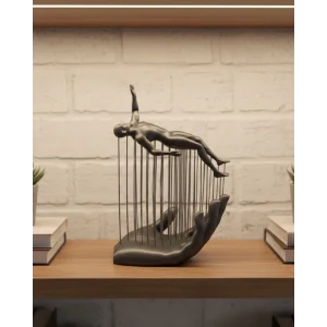 3D El Formlu İnsan Figürü Gri Soyut Tasarım Dekoratif Biblo