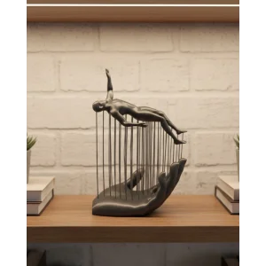 3D El Formlu İnsan Figürü Gri Soyut Tasarım Dekoratif Biblo