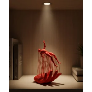 3D El Üzerinde İnsan Figürü Kırmızı Sanatsal Masa Üstü Dekor 12x18 cm