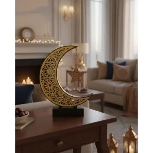 3D Hilal Yıldız Dekor 23x23 cm Ramazan Özel Masa Üstü Süs