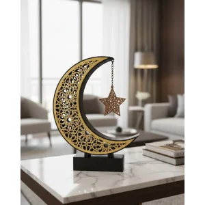 3D Hilal Yıldız Masa Üstü Dekor 23x23 cm Ramazan Konsept Tasarım