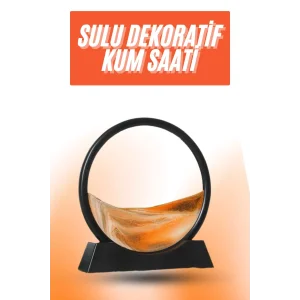 3D LED Işıklı Kum Saati Gece Lambası Hareketli Sulu Kum Saati Orta Boy