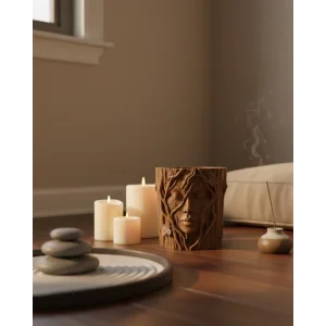 3D Yüz Figürlü Doğa Konseptli Dekoratif Saksı Şık Vazo Tasarımı