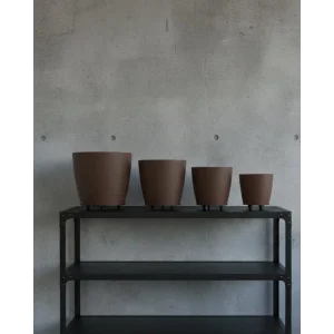 4’lü 3D Modern Kahverengi Vazo Seti Ayaklı Dekoratif Saksı Takımı