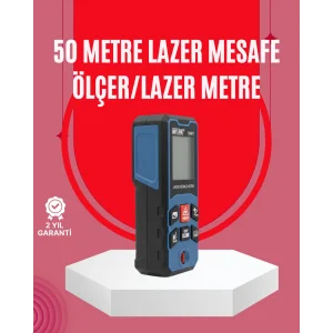50 Metre Lazer Ölçüm Cihazı Alan ve Mesafe Hesaplama
