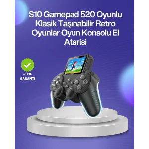 500 Oyunlu Nostaljik El Tipi Oyun Konsolu, Taşınabilir Şarjlı Cihaz, Renkli Ekran ve TV Destekli