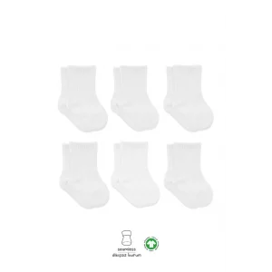 6Lı Basic Penye Soket Çorap 10101 Beyaz