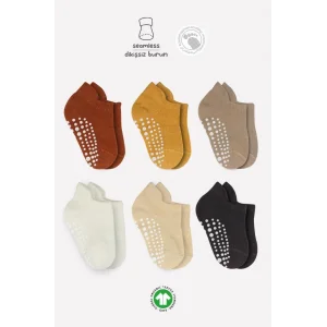 6Lı Sneakers Kaymaz Penye Çorap 20102 Toprak