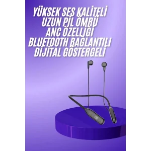 60 Saat Kablolu Boyun Askılı Dijital Göstergeli Bluetooth Kulaklığı